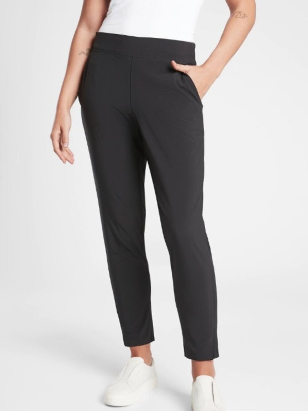 NWT Athleta Brooklyn Black Athletic Slit Ankle Pant